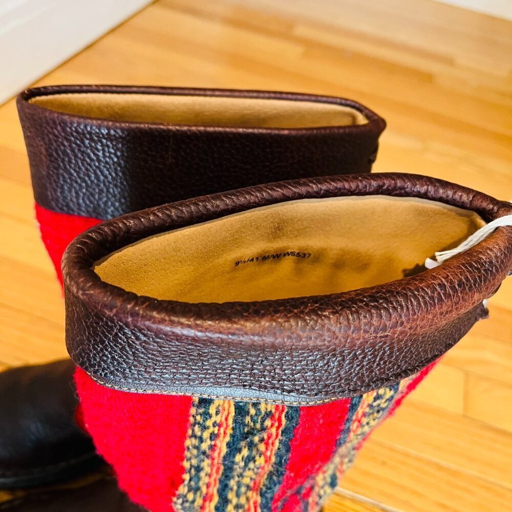 Born Tizoc Indian Blanket Wool Brown Leather Size 9.5 Mid Calf Fashion Boots - Picture 8 of 16